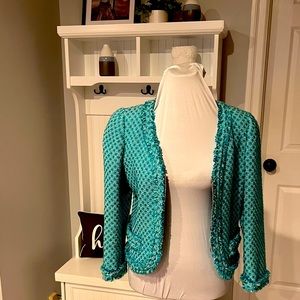 Yoana Baraschi turquoise woven blazer size 6